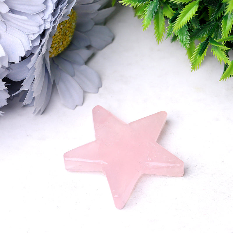 2-inch Rose Quartz Star Crystal Carving for Healing