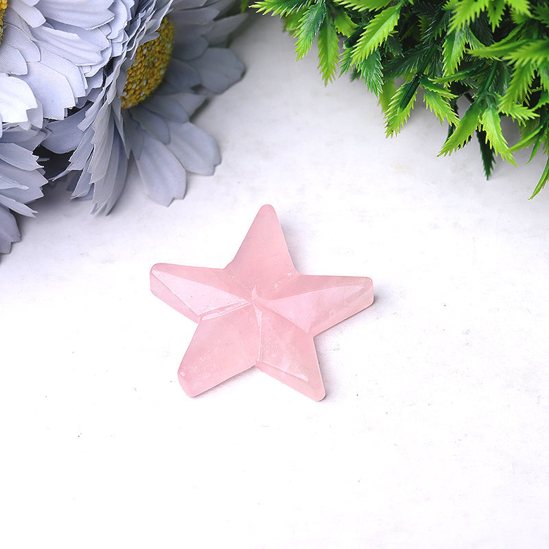 2-inch Rose Quartz Star Crystal Carving for Healing