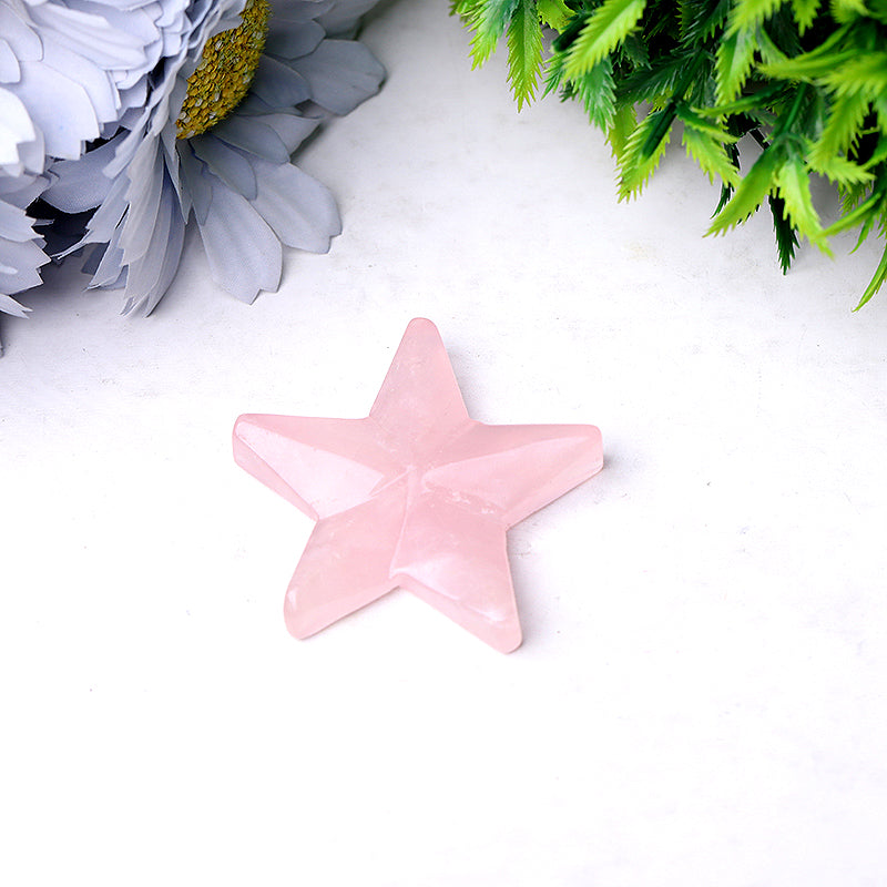 2-inch Rose Quartz Star Crystal Carving for Healing