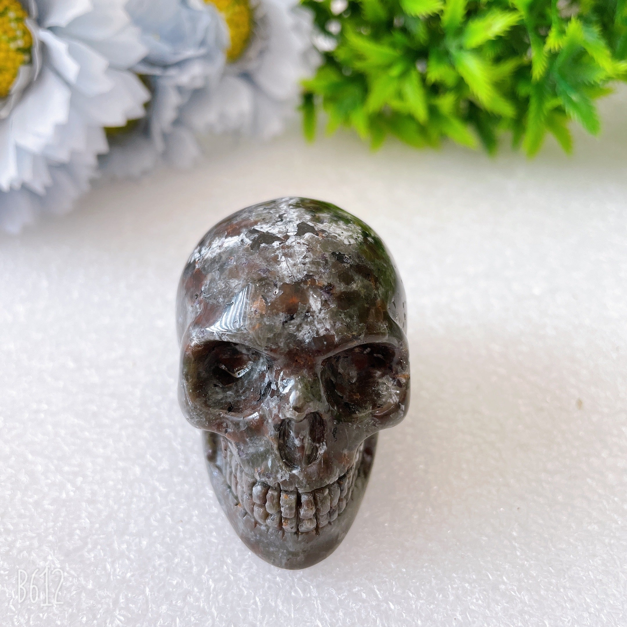 2-Inch Rose Quartz Yooperlite Skull Crystal Figurines