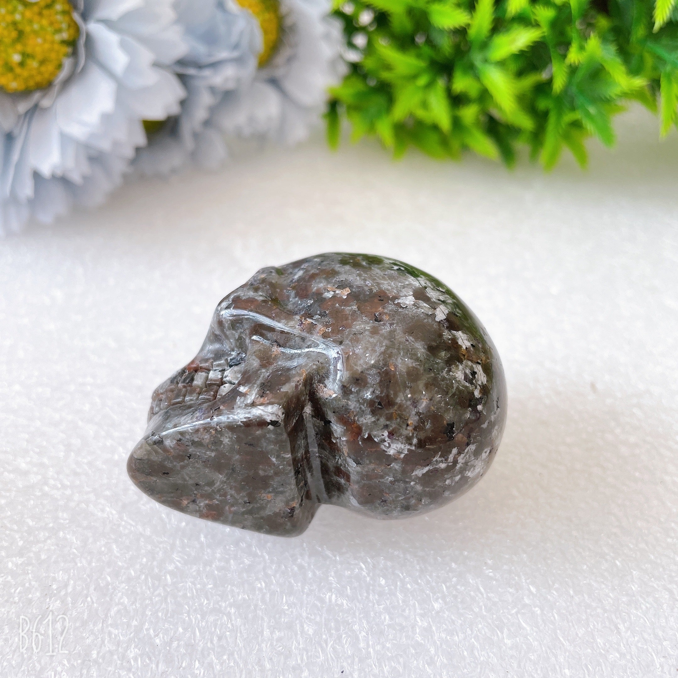 2-Inch Rose Quartz Yooperlite Skull Crystal Figurines