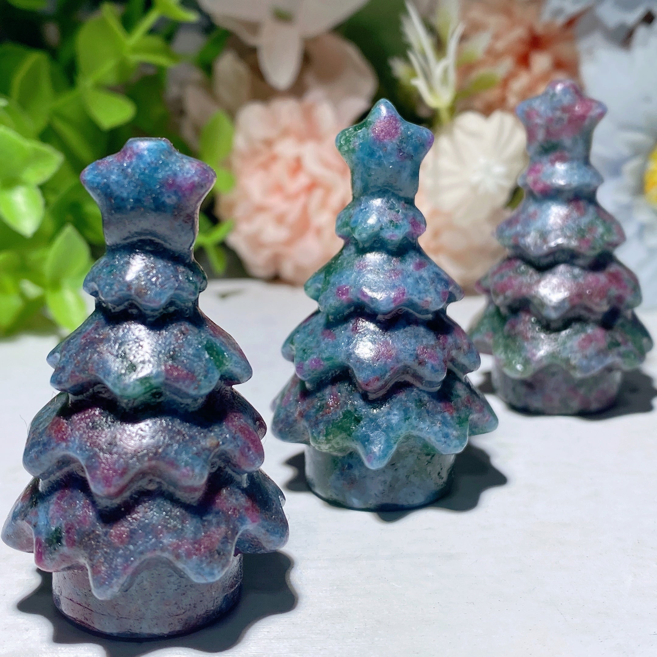 2-Inch Ruby Kyanite Crystal Christmas Tree Figurine