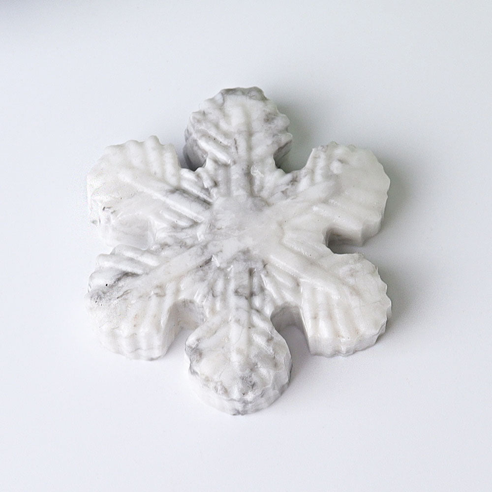 2 Inch Snowflake Crystal Figurines Hand-Carved Gemstone Art