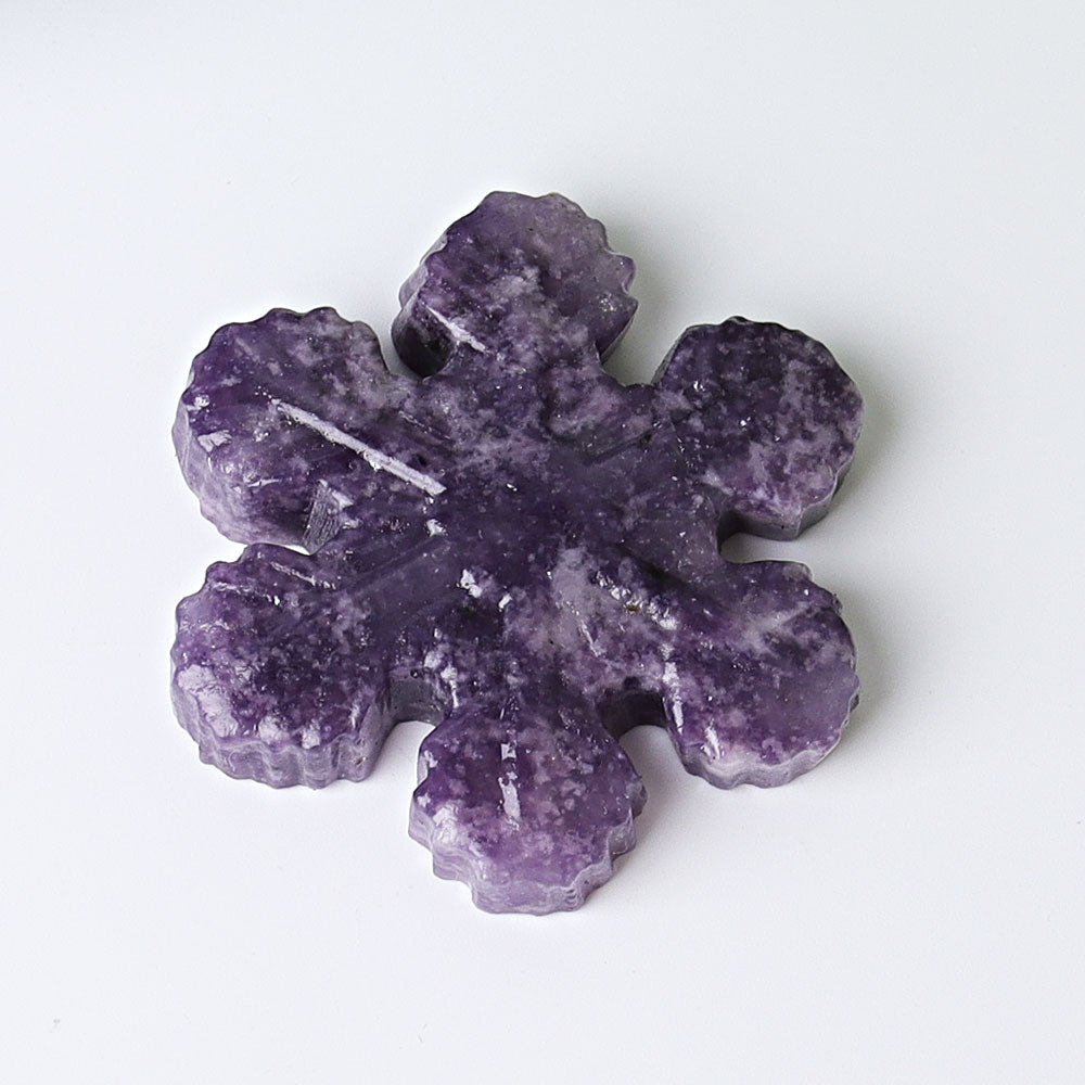 2 Inch Snowflake Crystal Figurines Hand-Carved Gemstone Art