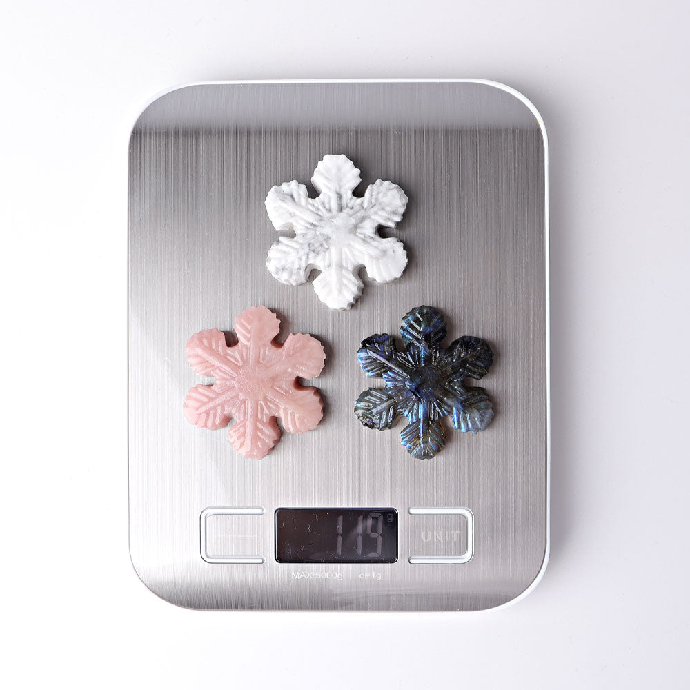 2 Inch Snowflake Crystal Figurines Hand-Carved Gemstone Art