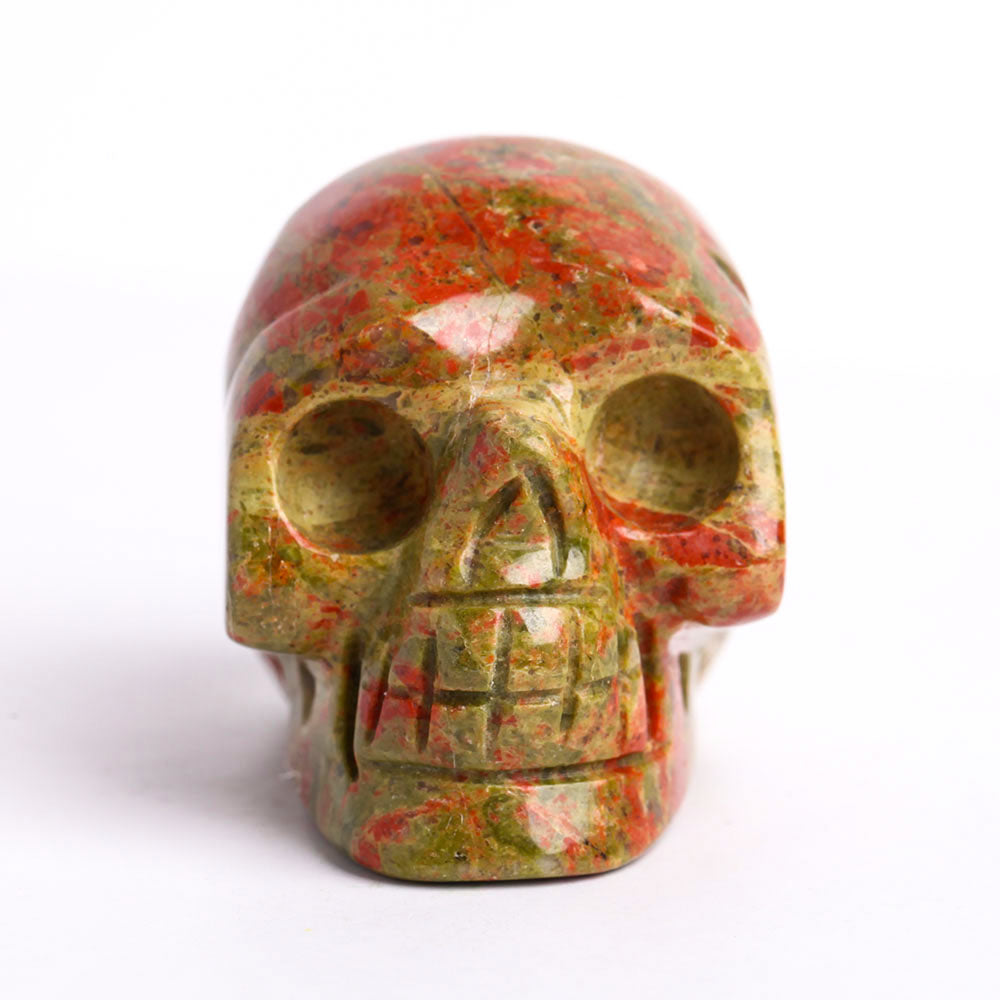 2 Inch Unakite Crystal Skull Carving for Spiritual Healing