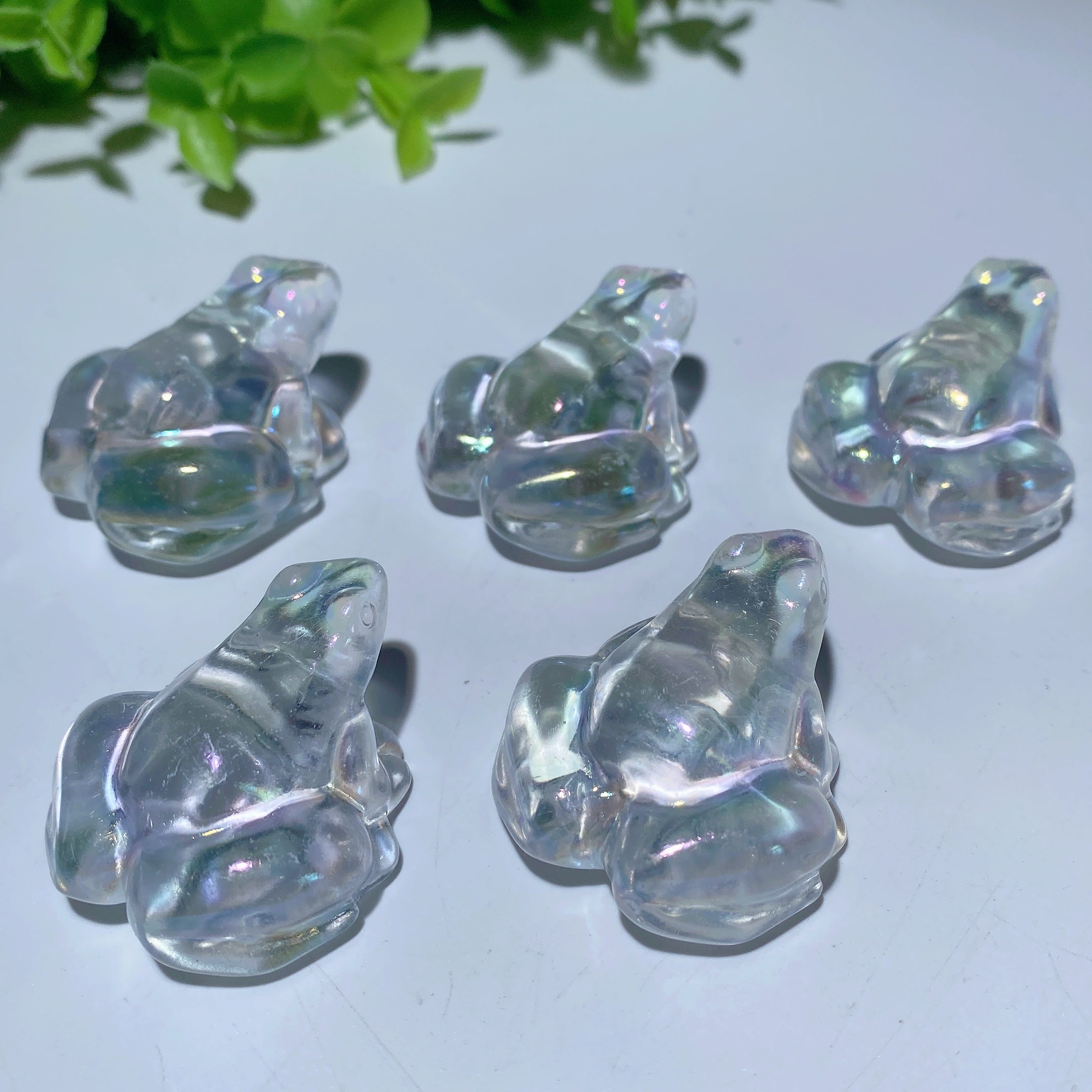 2-inch White Crystal Frog Carving for Healing Decor