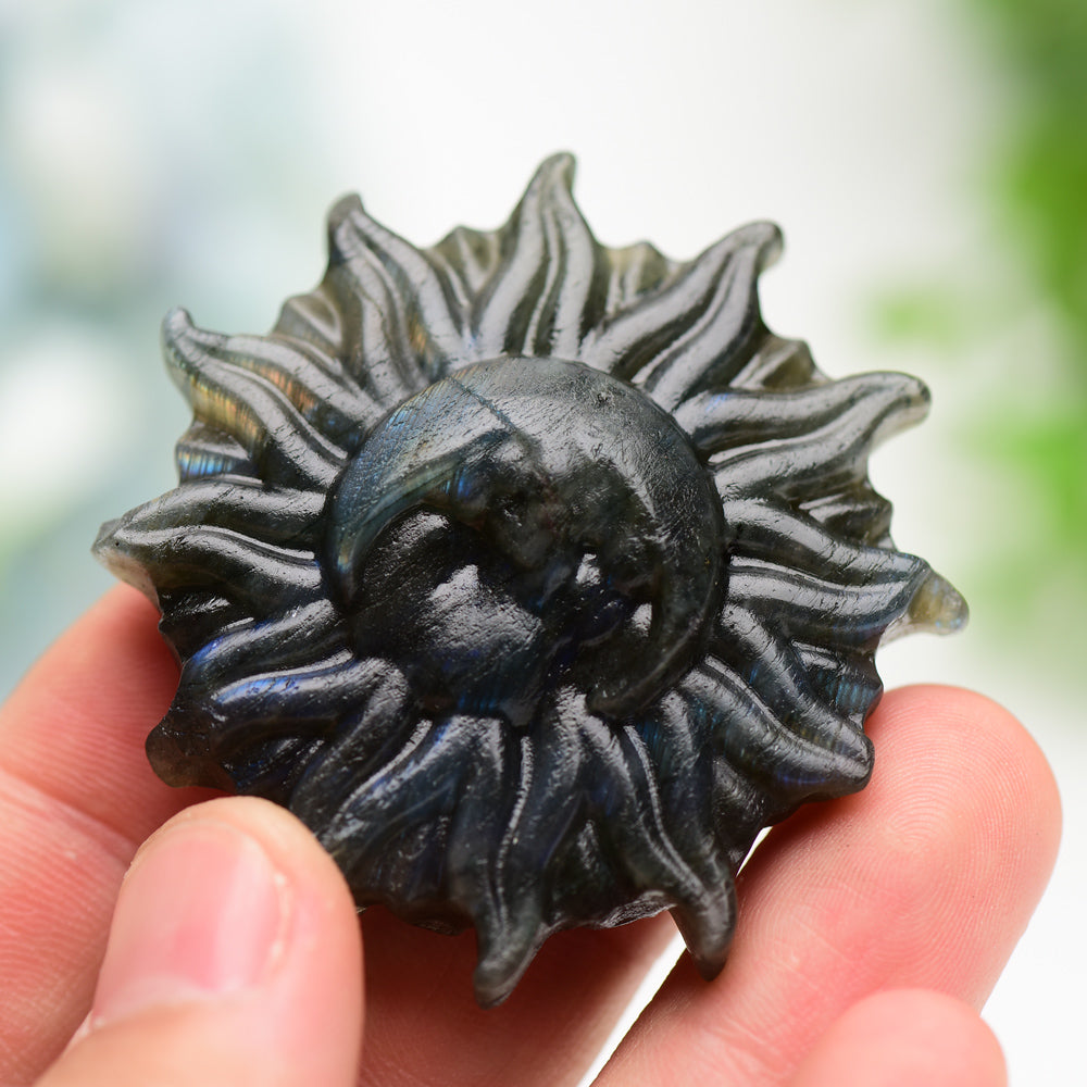 2" Labradorite & Golden Obsidian Sun Moon Crystal Figurines