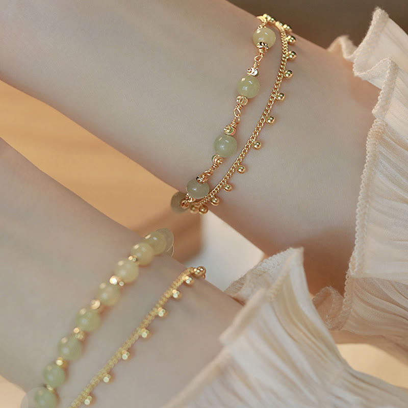 2 Layers Hetian Jade Bracelet for Luck & Prosperity