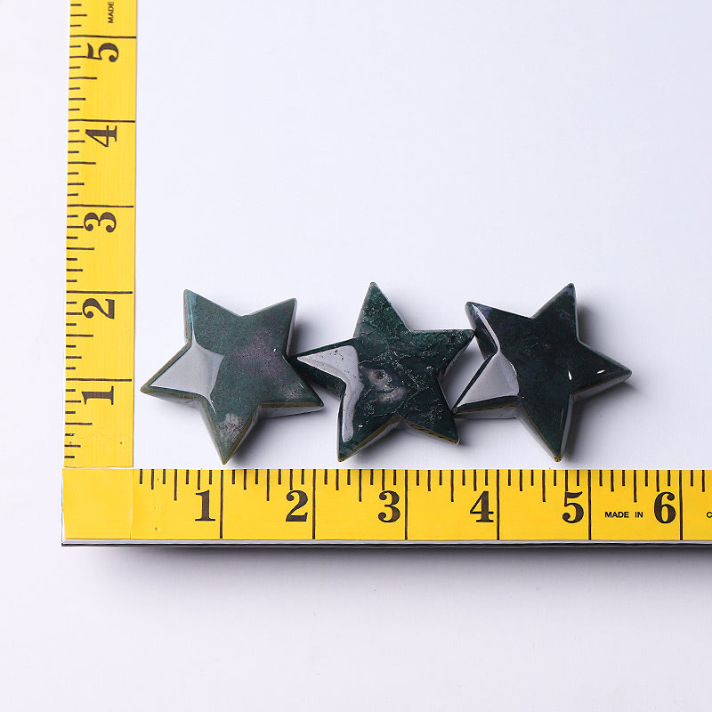 2" Moss Agate Star Crystal Carving for Abundance
