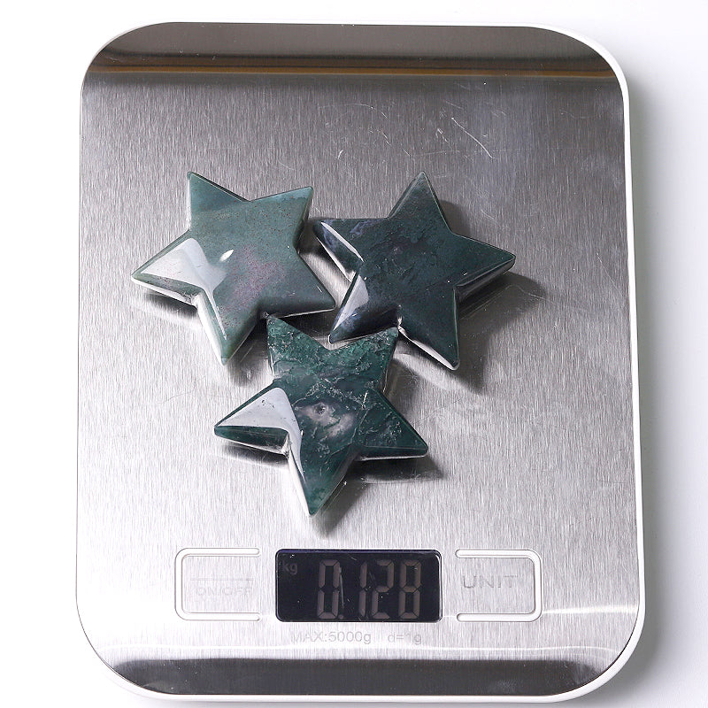 2" Moss Agate Star Crystal Carving for Abundance