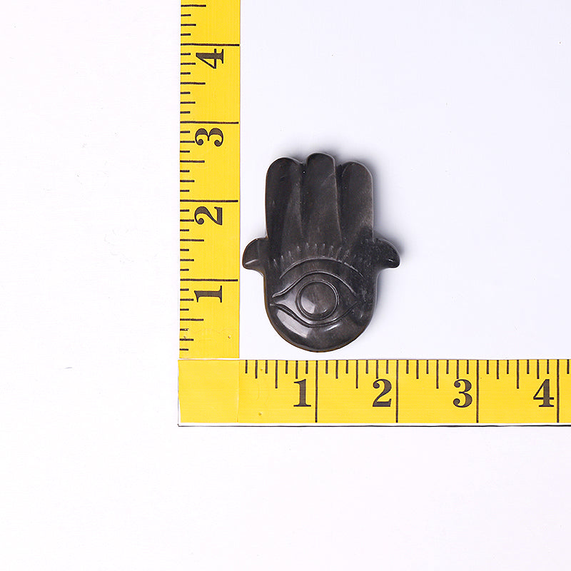 2" Obsidian Hand Figurine with Evil Eye Carving