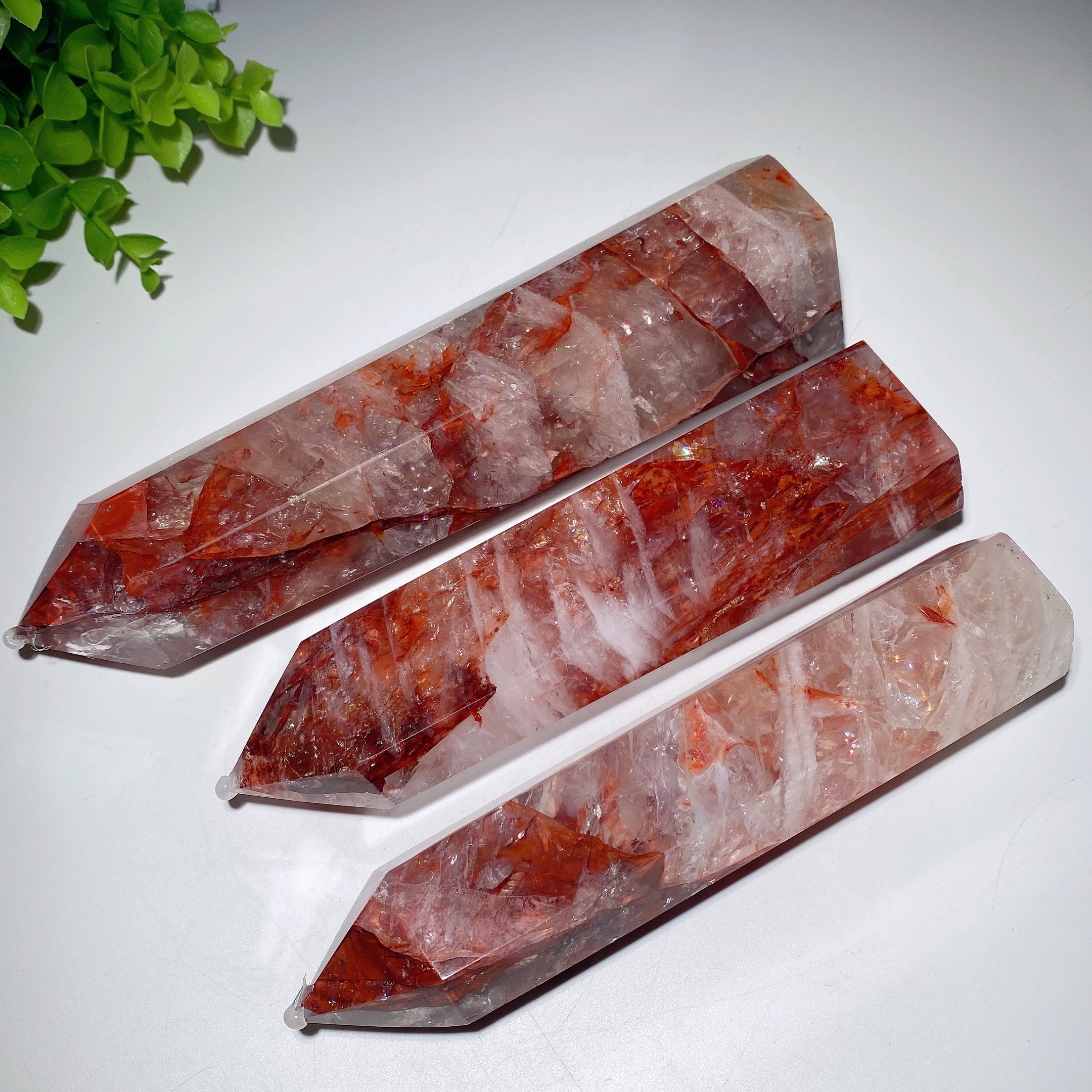 20-28cm Rainbow Flash Fire Quartz Healing Tower