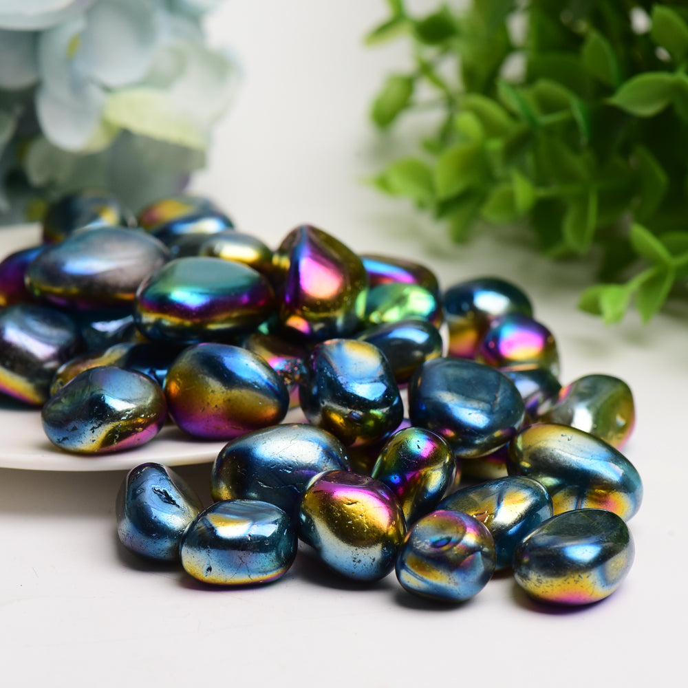 20-30mm Aura Dark Rainbow Crystal Tumbled Stones for Healing