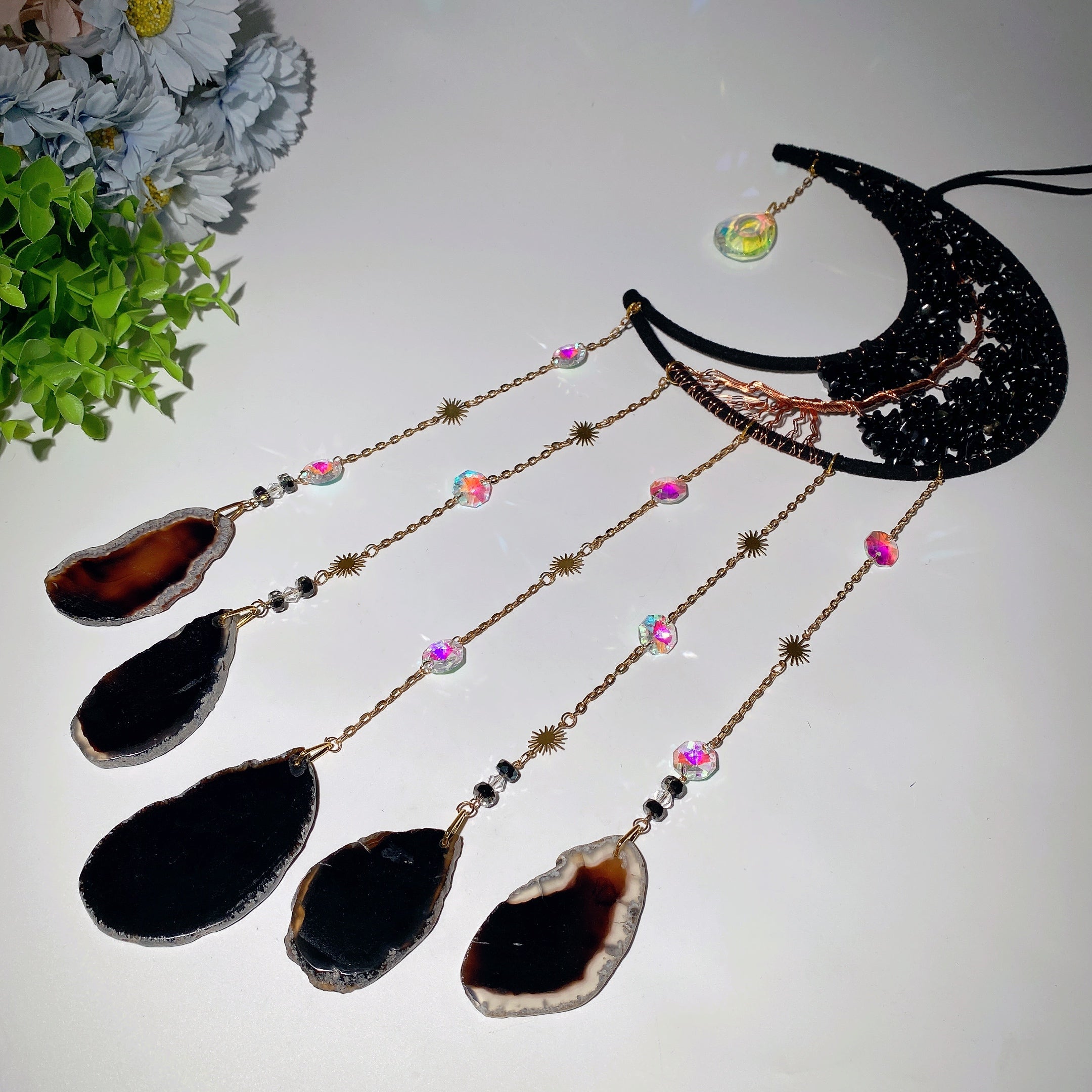 20-inch Crystal Tree Moon Dreamcatcher for Healing | Healing Sounds