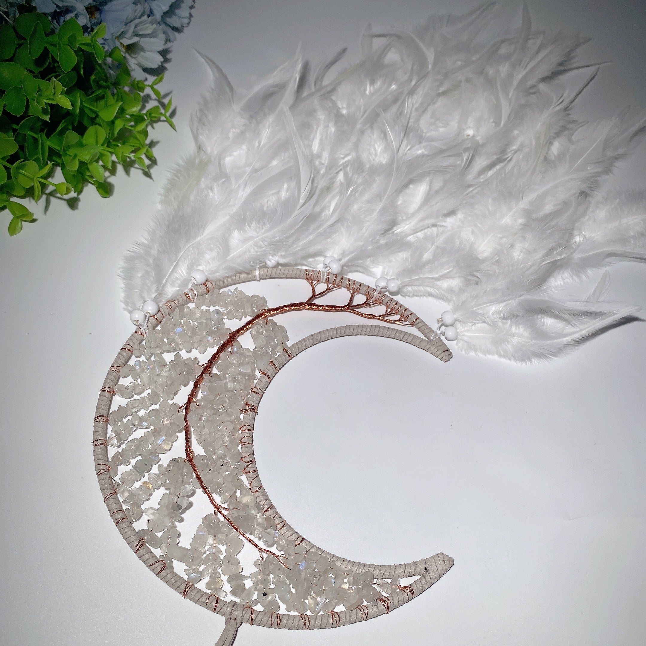 20-inch Mixed Crystal Tree Moon Dreamcatcher