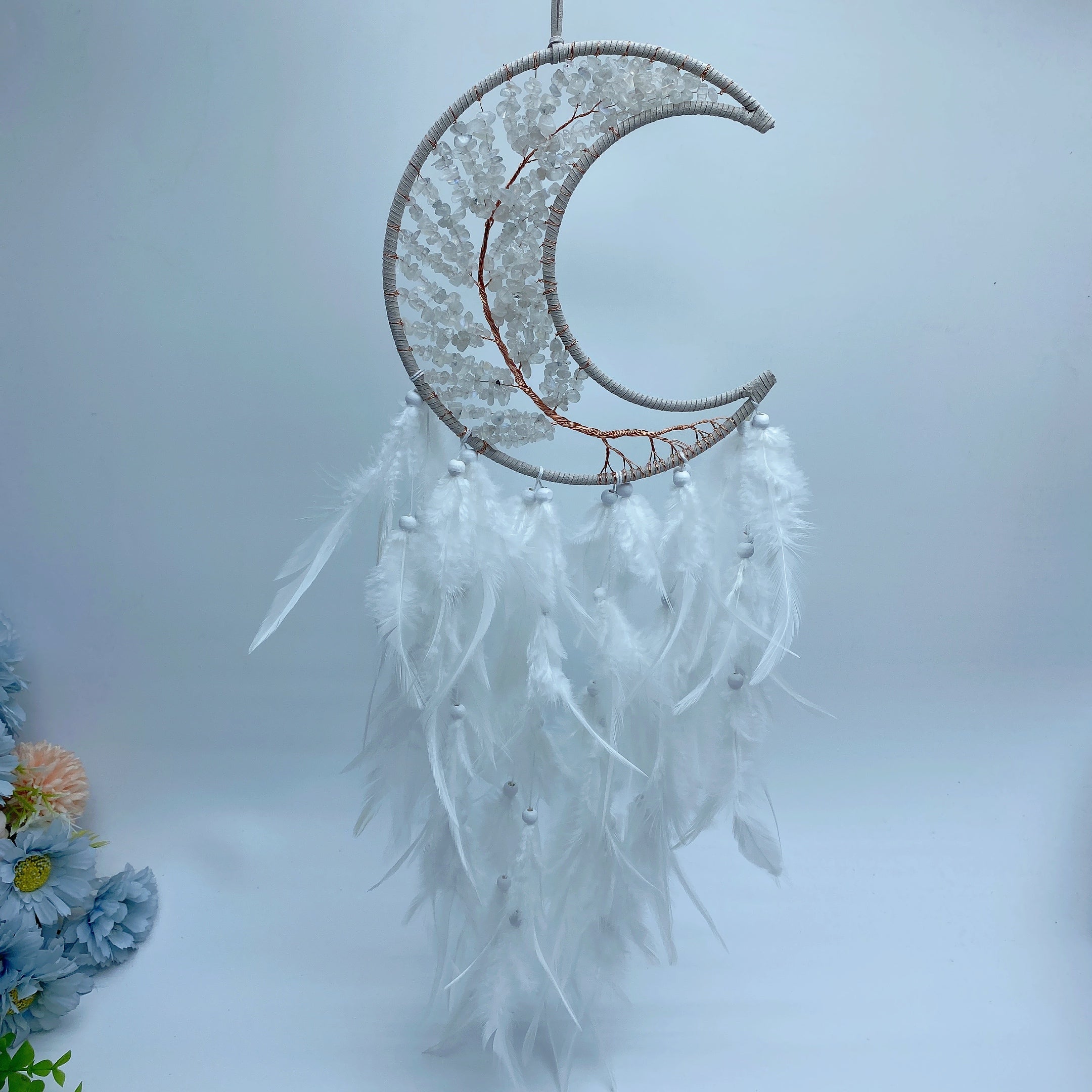 20-inch Mixed Crystal Tree Moon Dreamcatcher