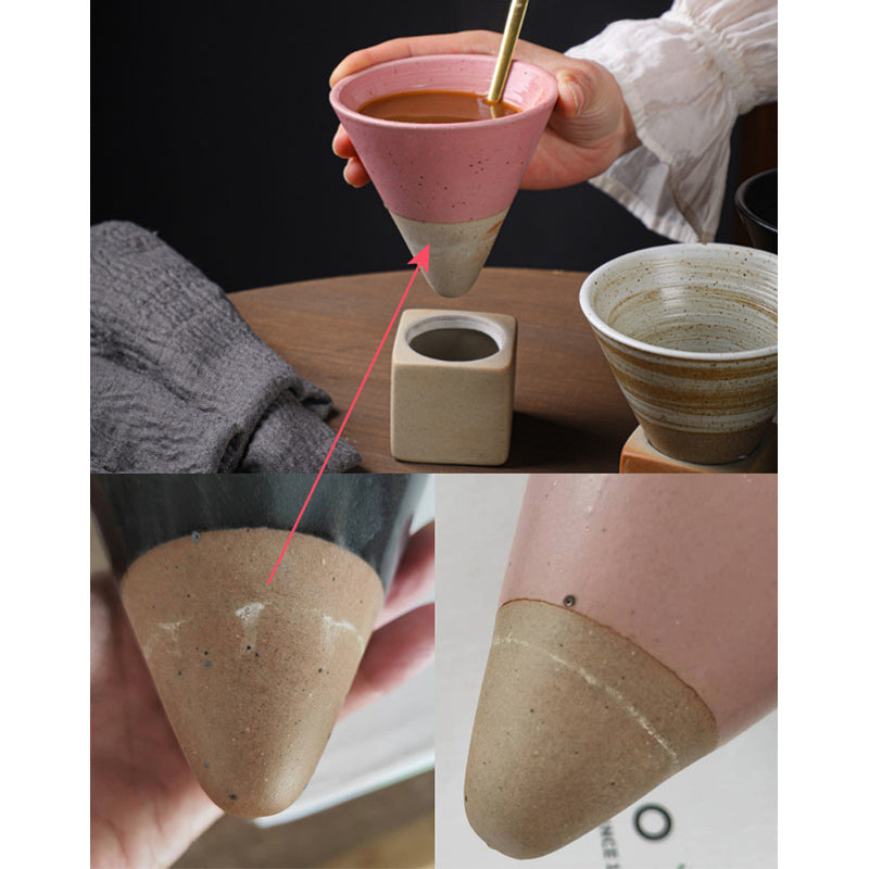 200ml Vintage Gradient Ceramic Coffee Mug with Base | Zen Decor