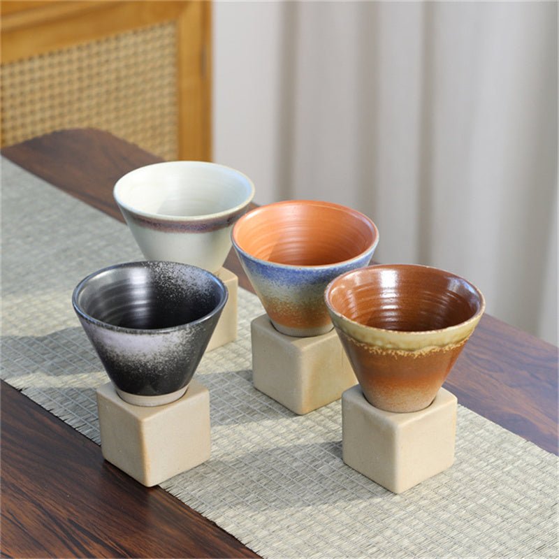 200ml Vintage Gradient Ceramic Coffee Mug with Base | Zen Decor