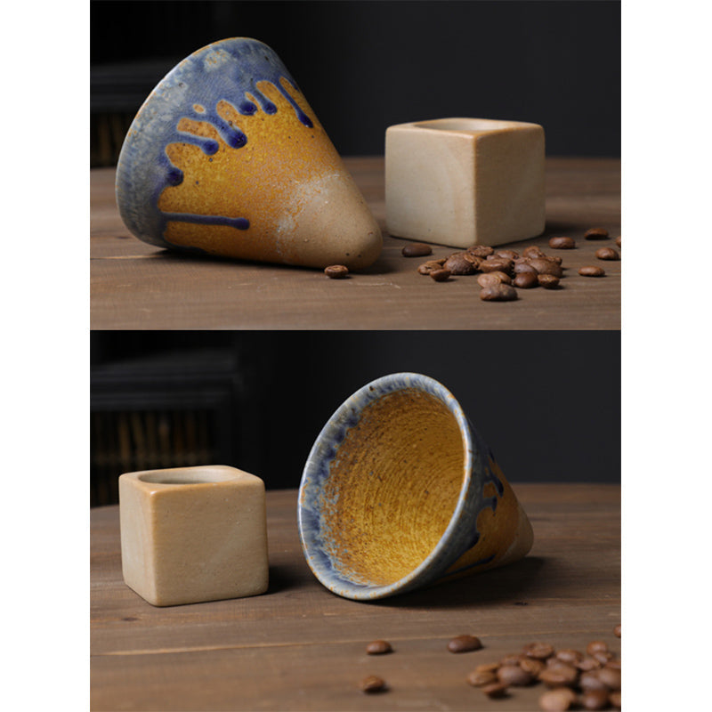 200ml Vintage Gradient Ceramic Coffee Mug with Base | Zen Decor