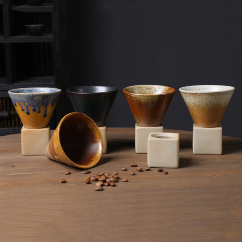 200ml Vintage Gradient Ceramic Coffee Mug with Base | Zen Decor