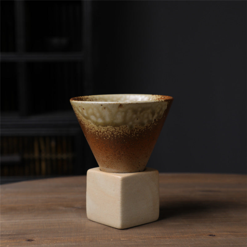 200ml Vintage Gradient Ceramic Coffee Mug with Base | Zen Decor