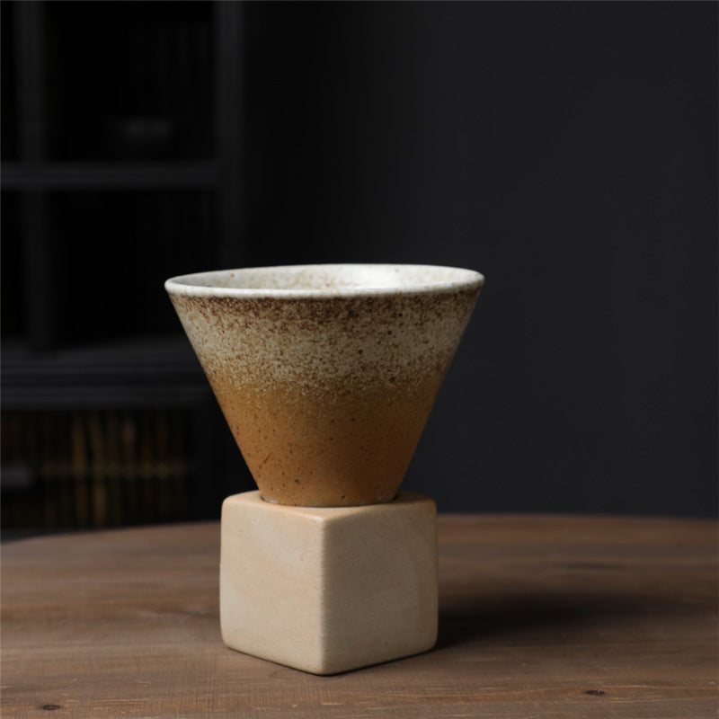 200ml Vintage Gradient Ceramic Coffee Mug with Base | Zen Decor