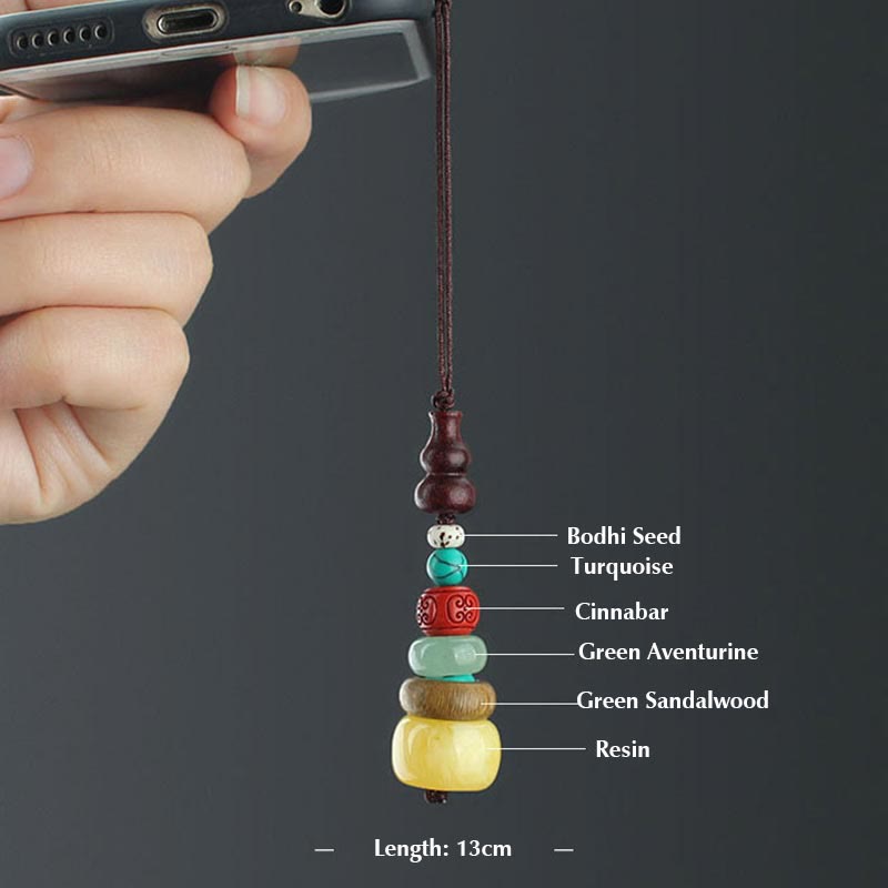 Spiritual Green Sandalwood Ebony Wood Phone Hanging Decoration