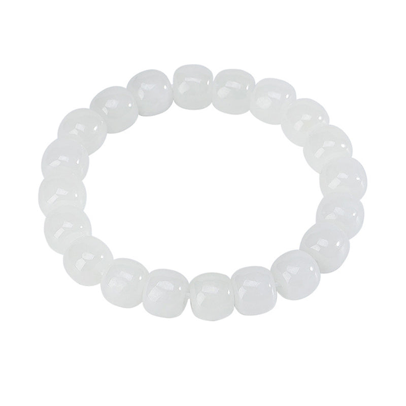 8mm White Jade Protection Bracelet for Happiness & Luck