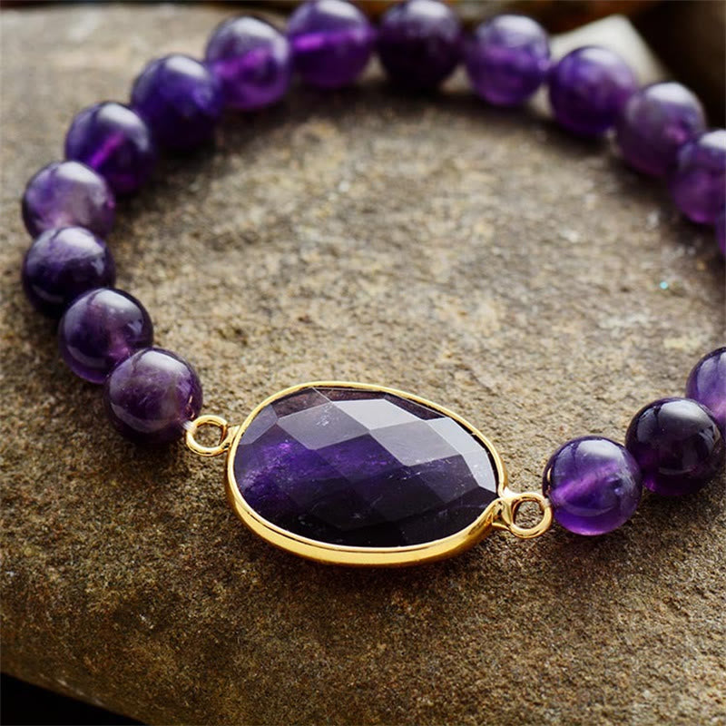 8mm Amethyst Balance Bracelet with Marquise Pattern