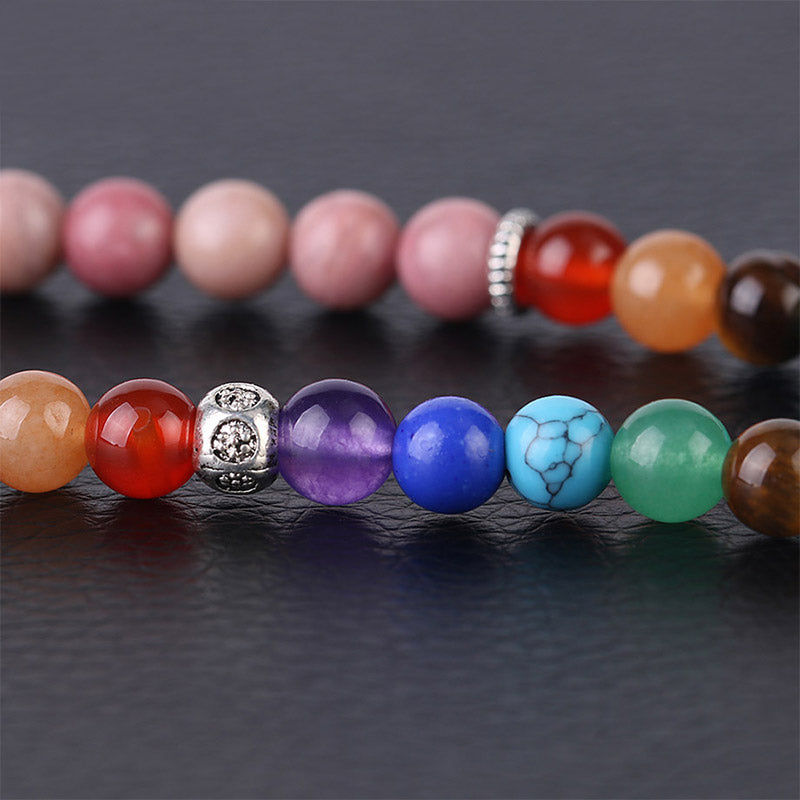 108 Bead Mala Bracelet with Rhodonite and Lazulite Beads