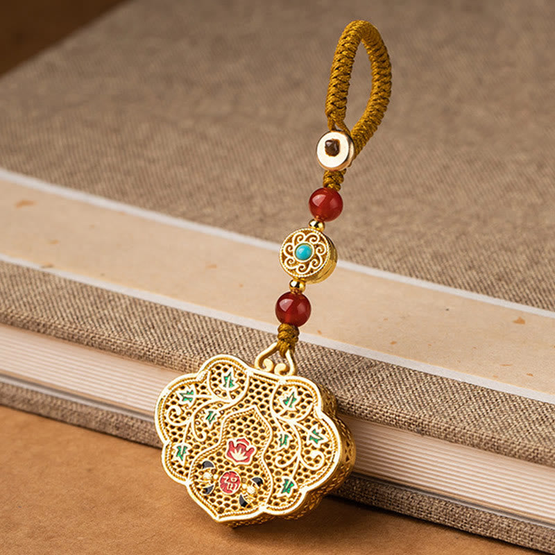 Agate Fu Character Key Chain for Good Luck & Blessing