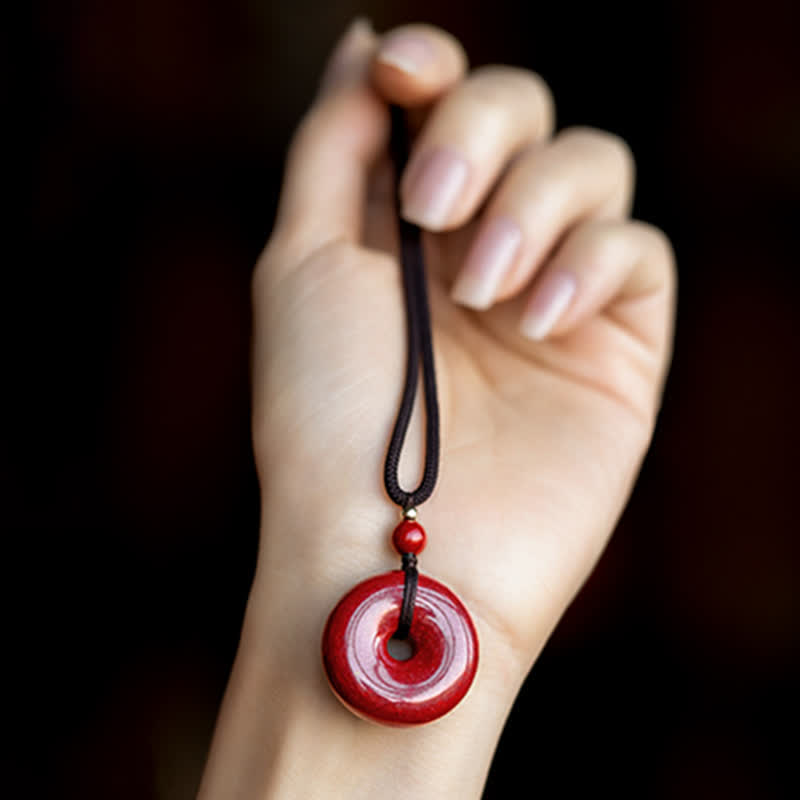 Peace Buckle Cinnabar Necklace | Calm Blessing Pendant