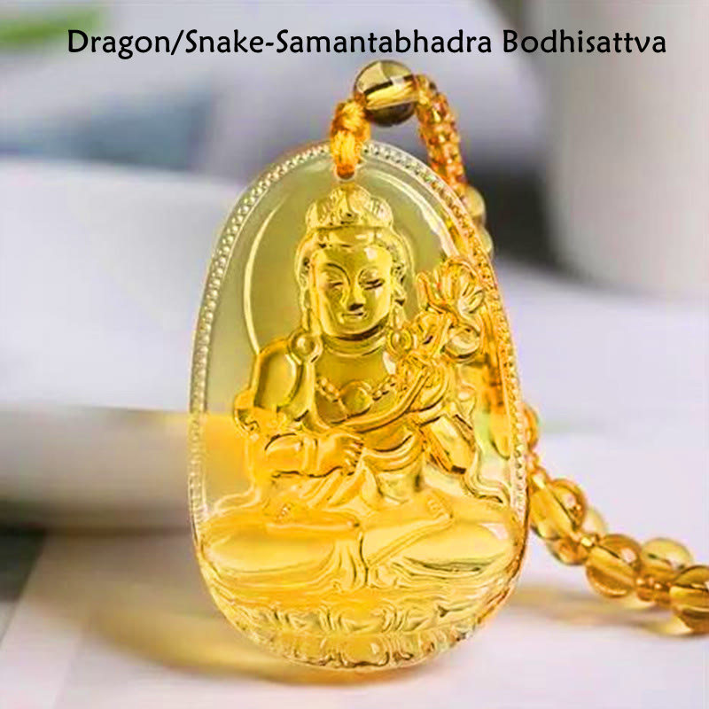 Natural Citrine Pendant Necklace 70cm Bead Chain