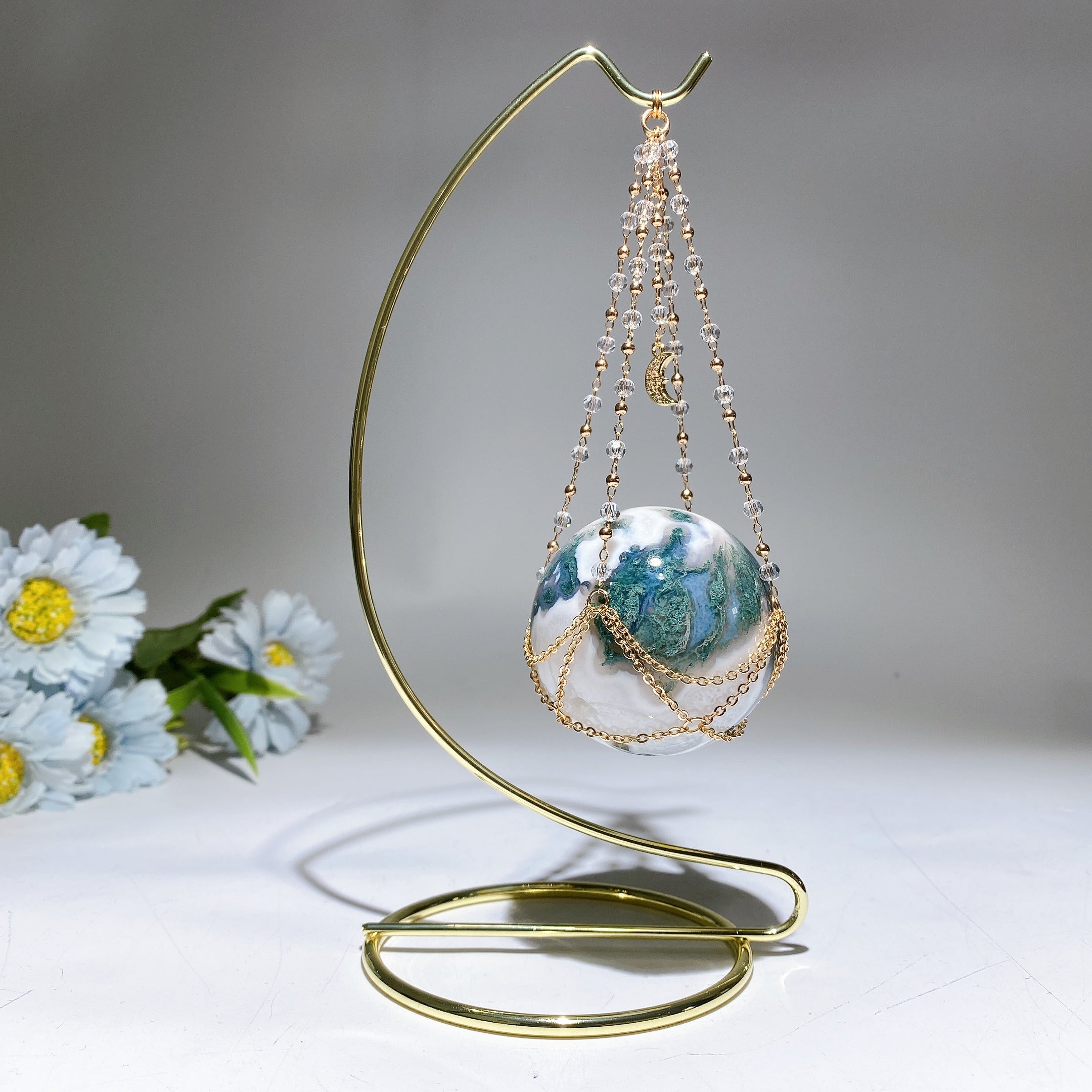 20cm Metal Hanging Stand for Crystal Sphere Display Elegant