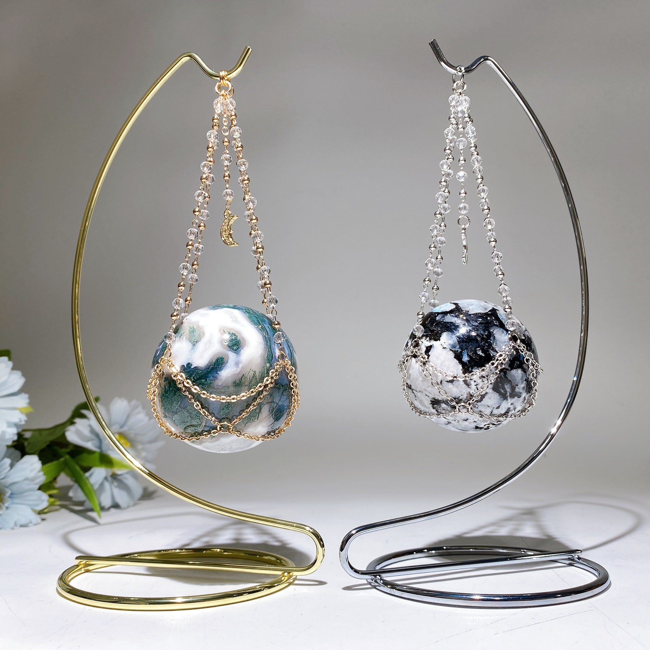 20cm Metal Hanging Stand for Crystal Sphere Display Elegant