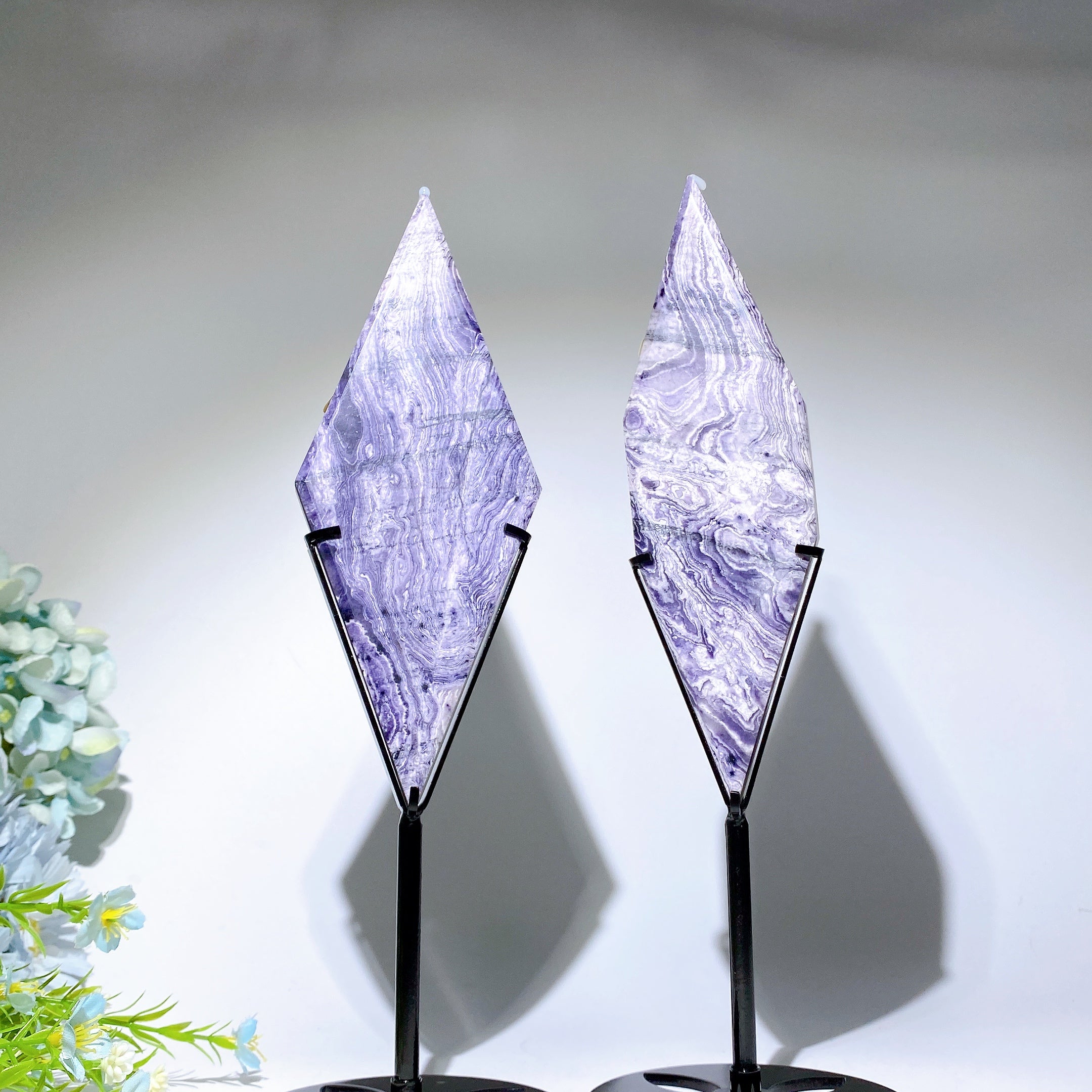 20cm Purple Turquoise Rhombus Crystal Slab Display