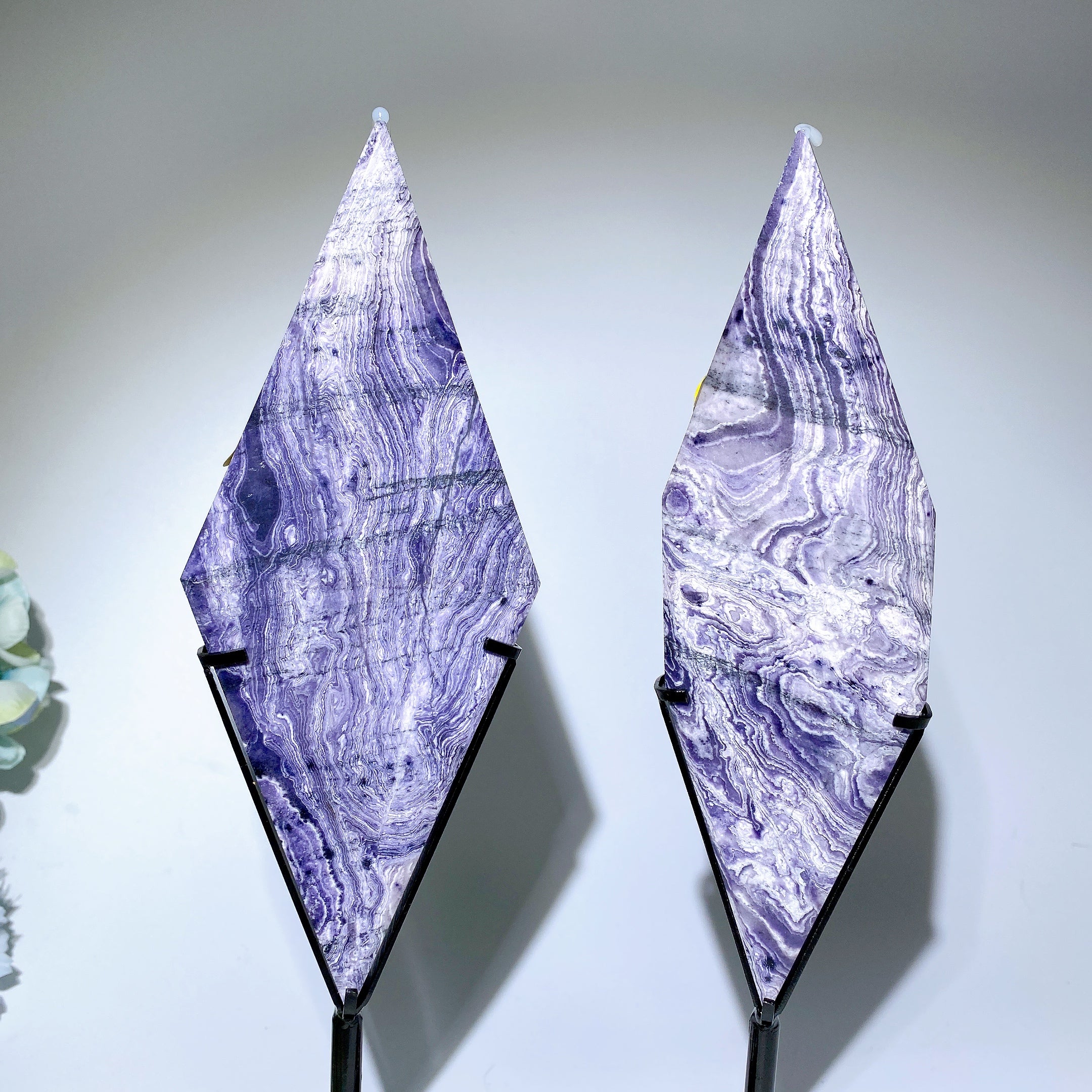 20cm Purple Turquoise Rhombus Crystal Slab Display