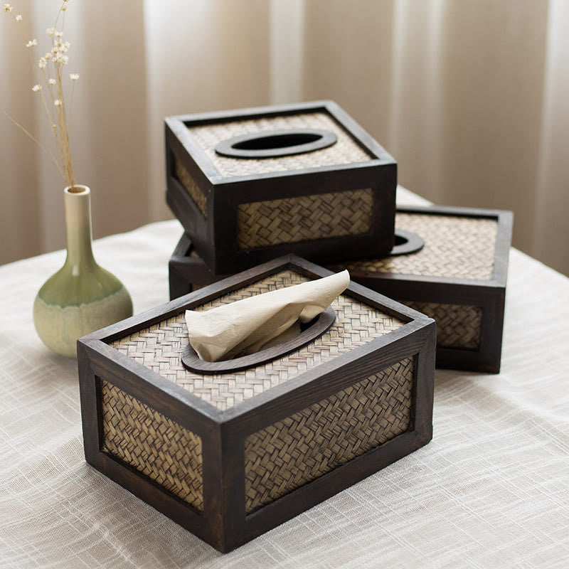 Handmade Bamboo Wooden Tissue Box for Zen Decor