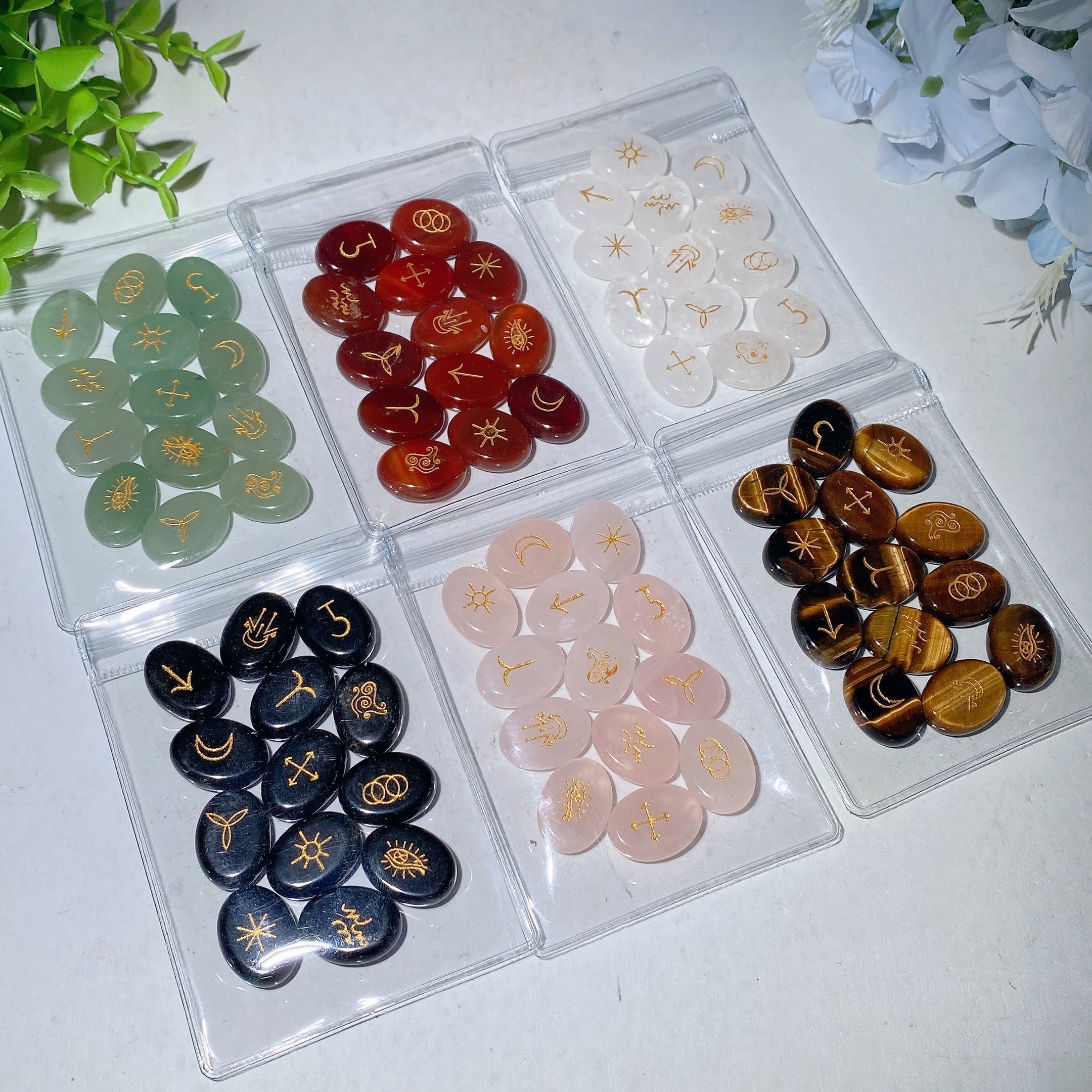 20mm Crystal Runes with Golden Printing for Healing