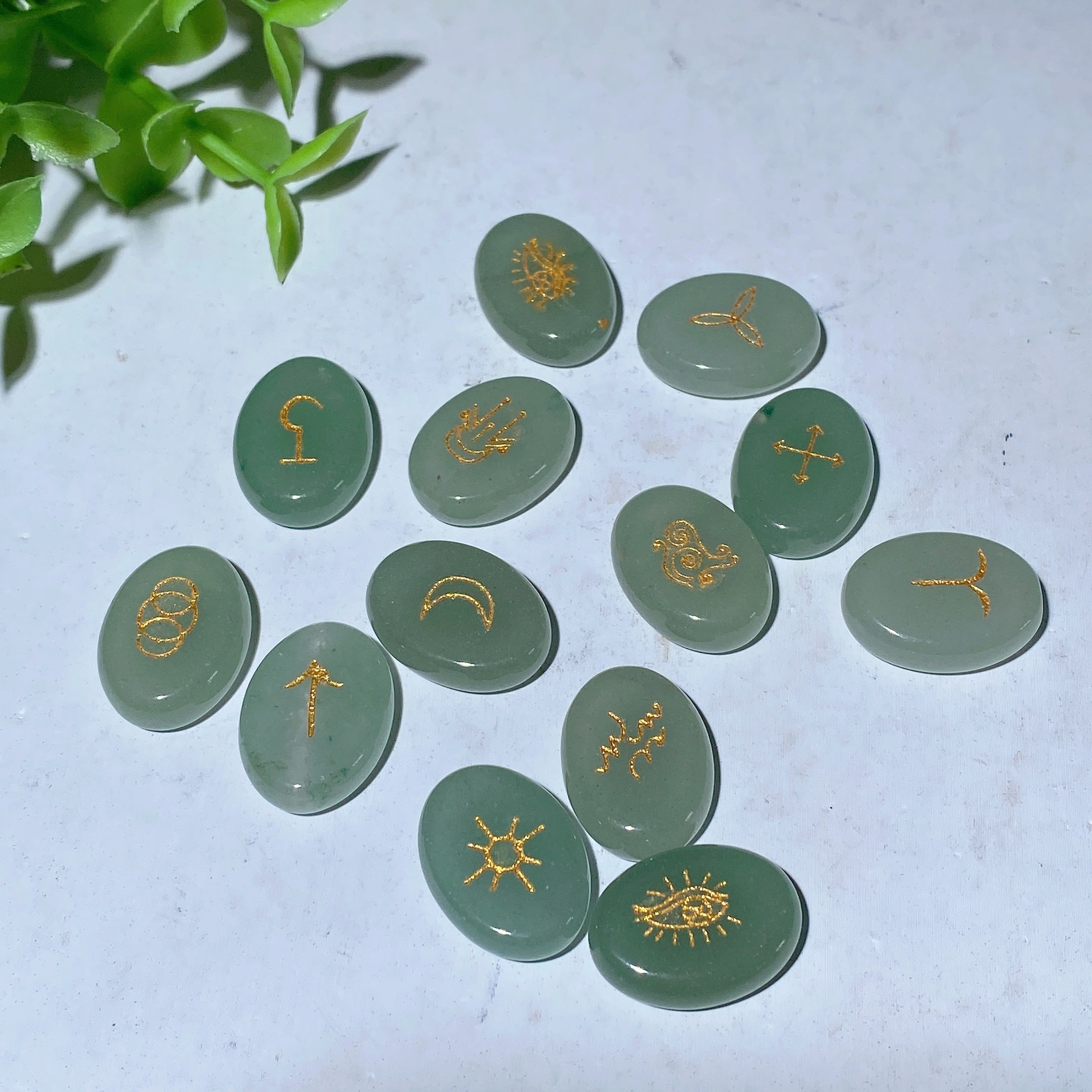 20mm Crystal Runes with Golden Printing for Healing
