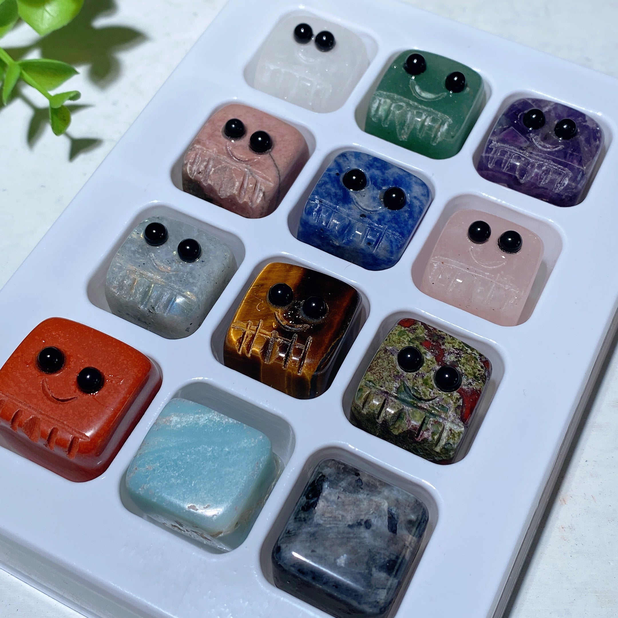 20mm Mixed Crystal Healing Cube Collection with Elf Eyes