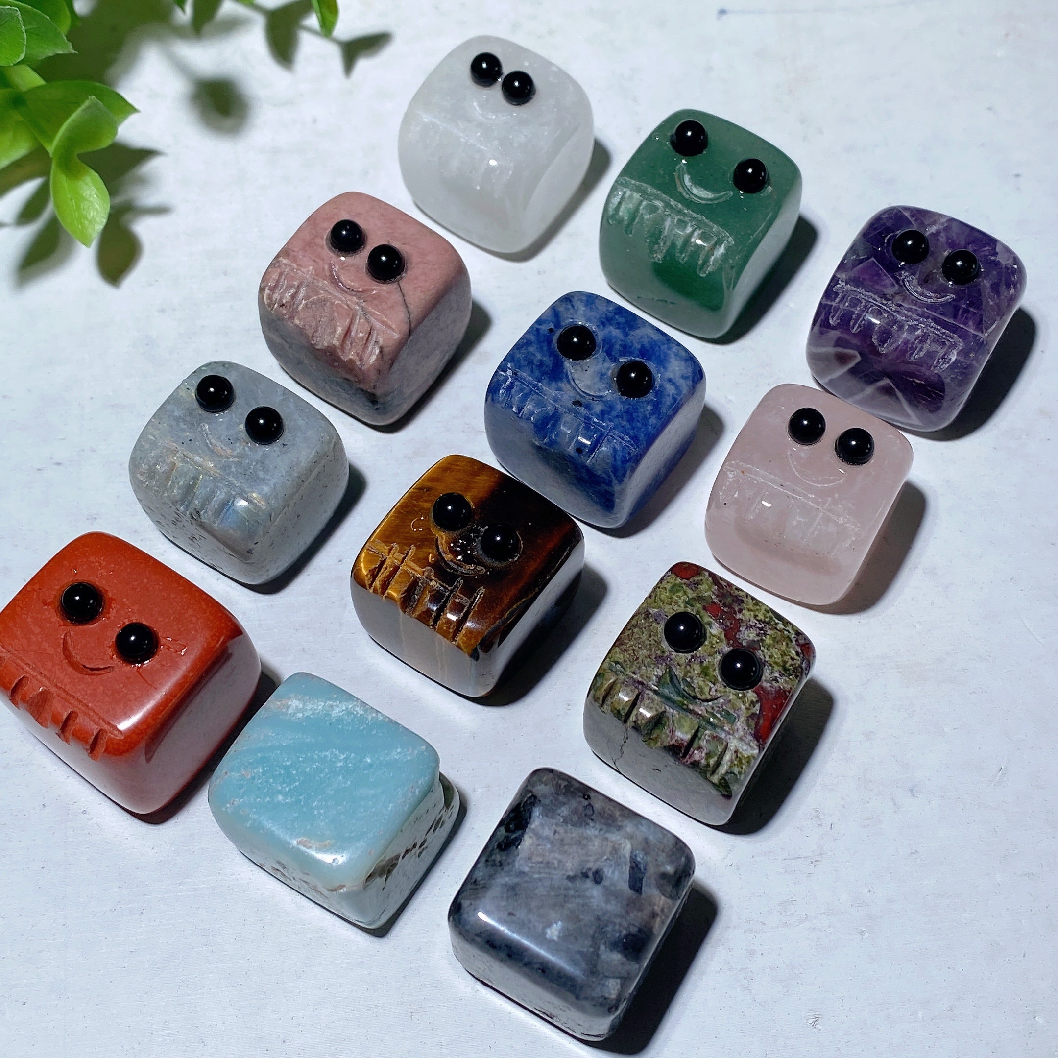 20mm Mixed Crystal Healing Cube Collection with Elf Eyes