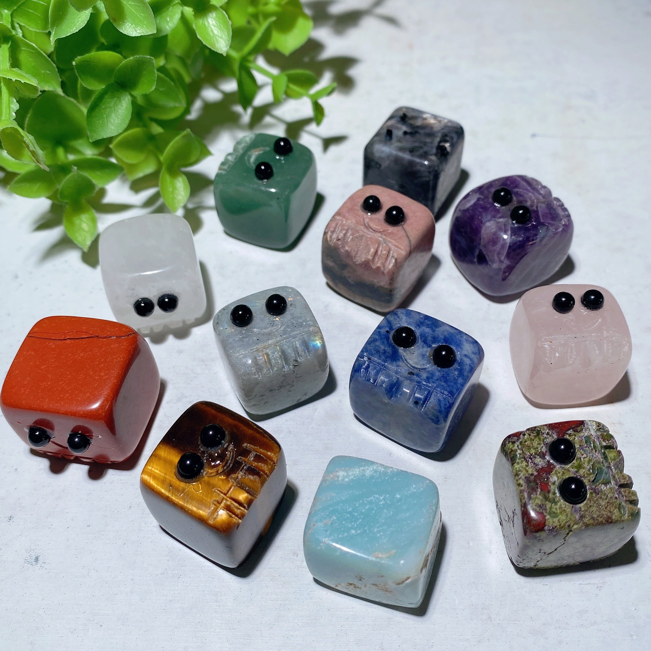 20mm Mixed Crystal Healing Cube Collection with Elf Eyes
