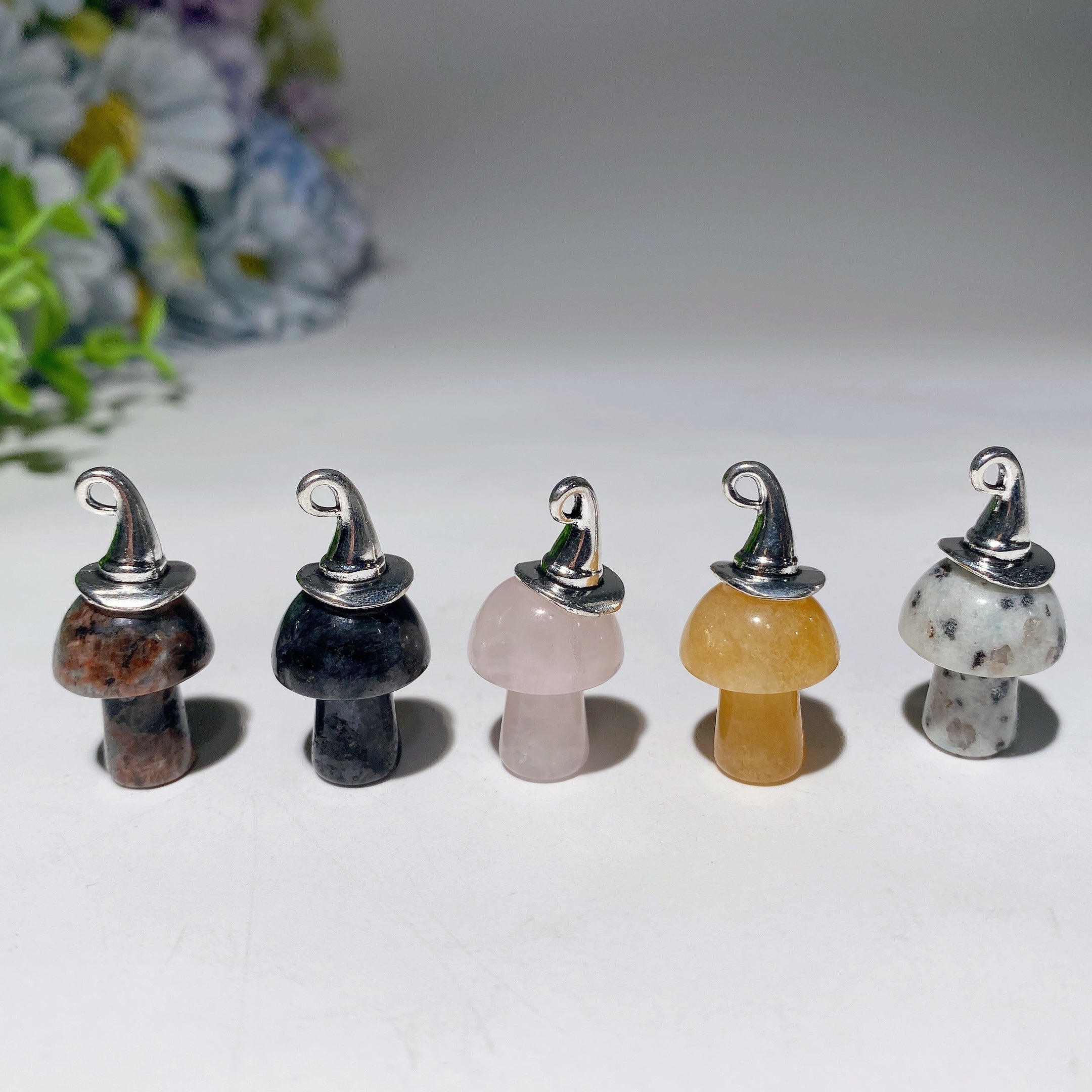 20mm Mixed Crystal Healing Mini Mushroom Pendant