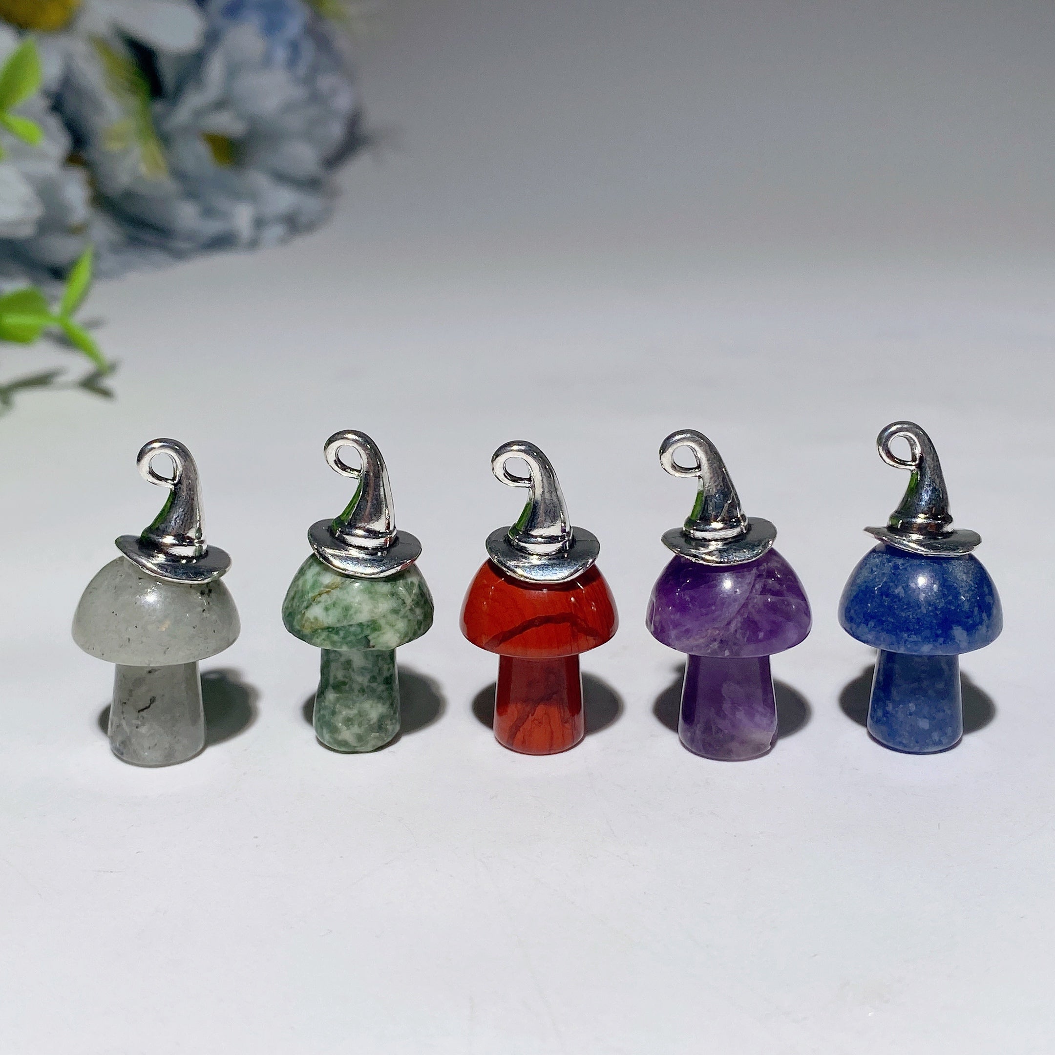 20mm Mixed Crystal Healing Mini Mushroom Pendant