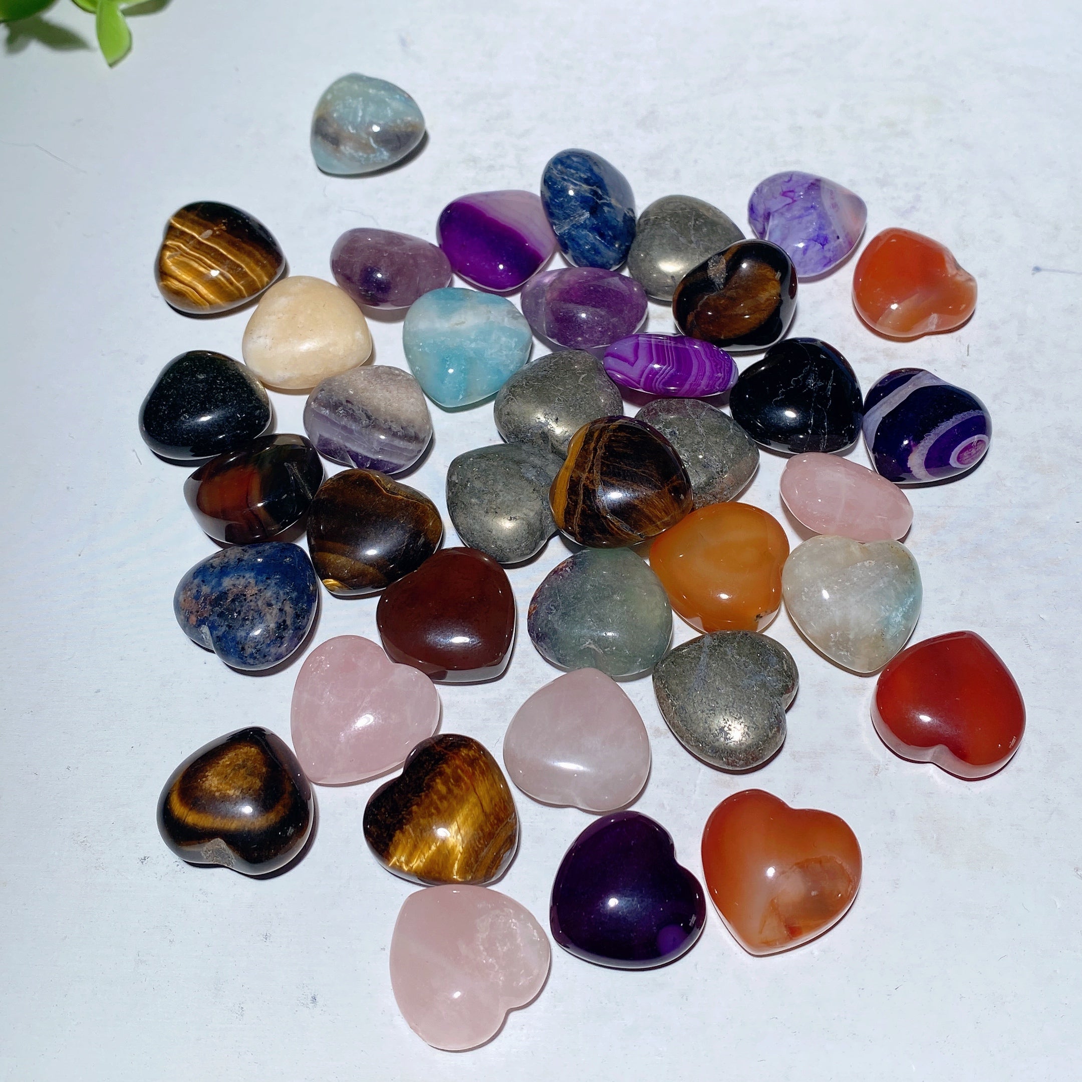 20mm Mixed Crystal Heart Carvings for Healing & Love