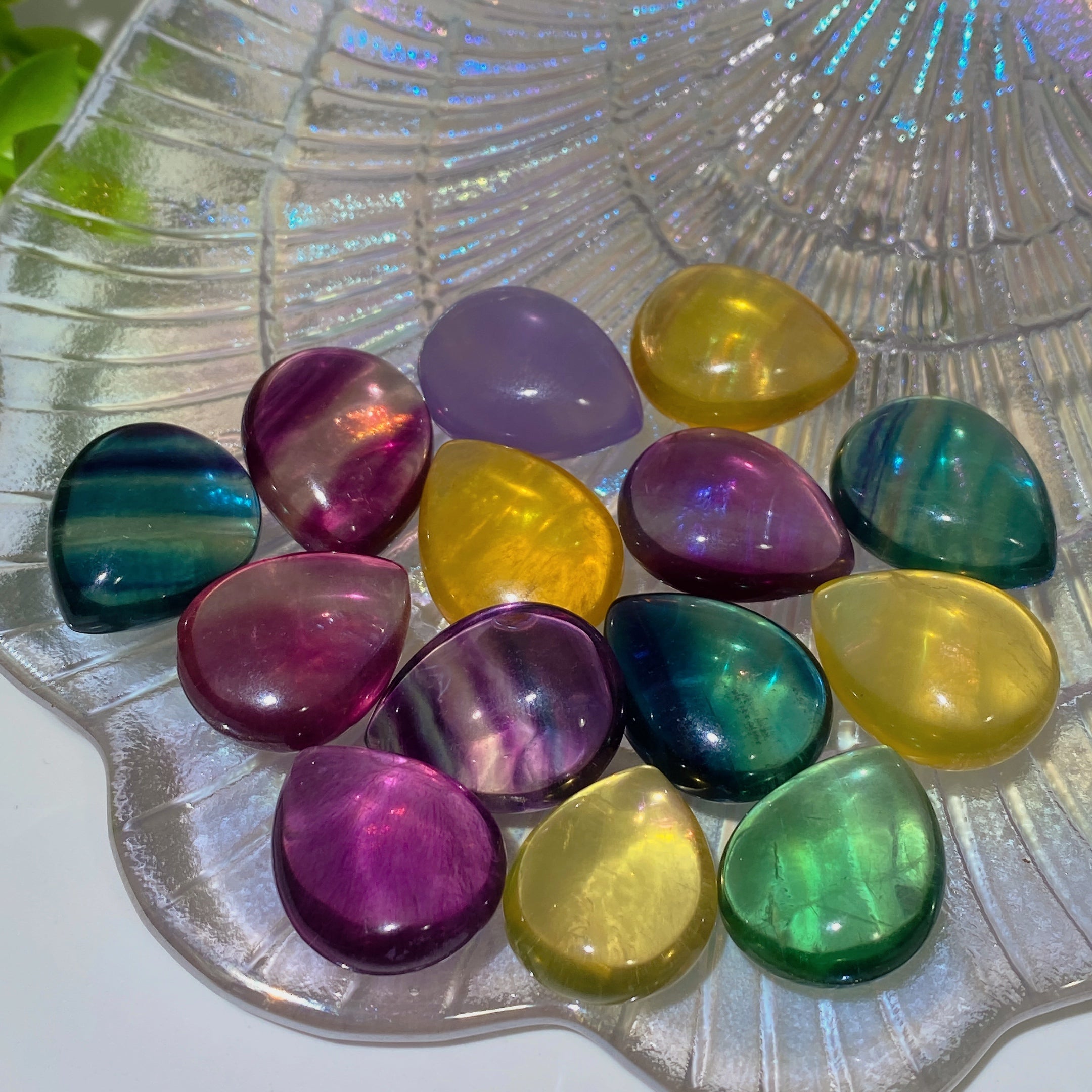 20mm Mixed Fluorite Water-Drop Cabochon for Jewelry DIY