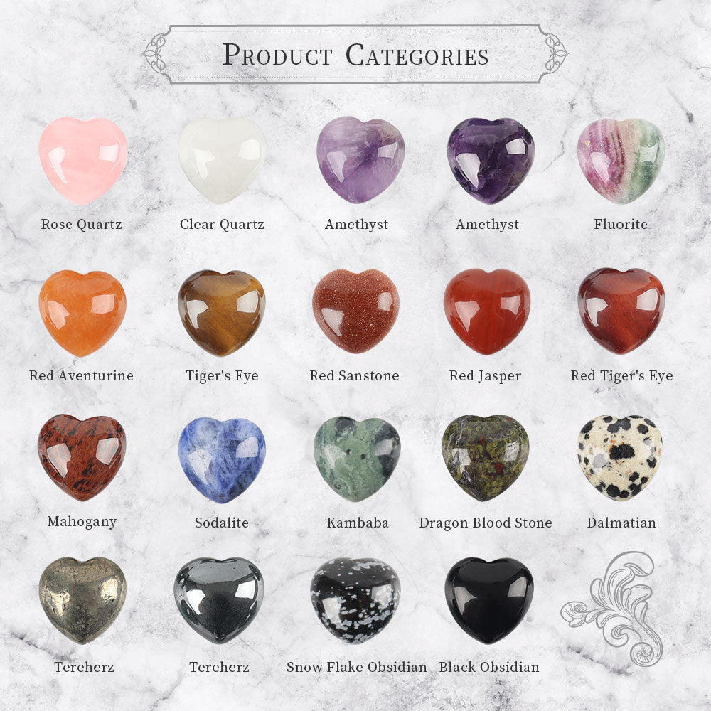 20mm Natural Crystal Heart for Heart Chakra Healing