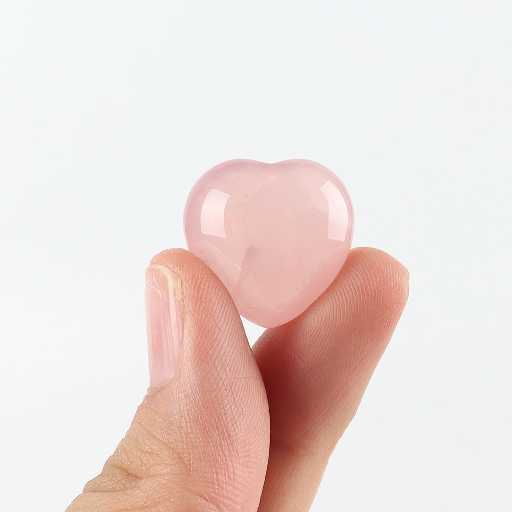 20mm Rose Quartz Heart Crystal for Heart Chakra Healing & Love